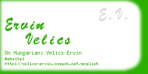 ervin velics business card